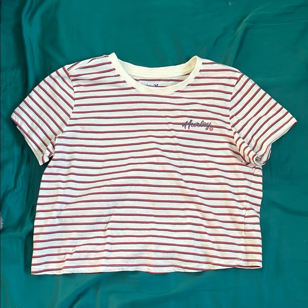 Hurley Teens Red and White Striped Tee